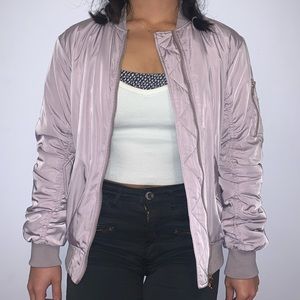 H&M Lavender Purple Nylon Bomber Jacket